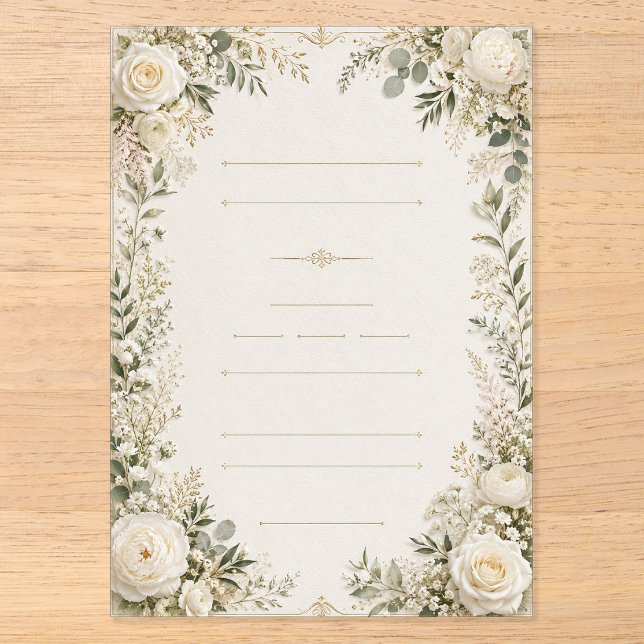 Invitación de boda floral de lujo (Anverso)