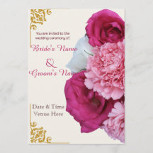 Invitación de boda floral de lujo en oro y rosa ca