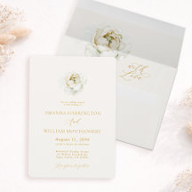 Invitación de boda floral de marfil elegante