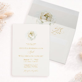 Invitación de boda floral de marfil elegante