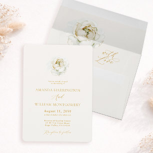Invitación de boda floral de marfil elegante