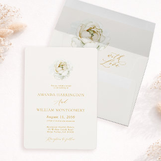 Invitación de boda floral de marfil elegante