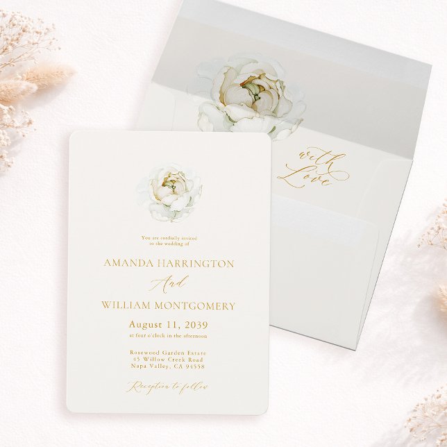 Invitación de boda floral de marfil elegante (Subido por el creador)
