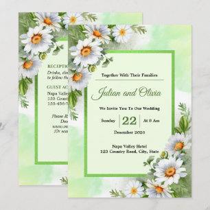 Invitación de Boda Floral de Margarita Blanca Rúst