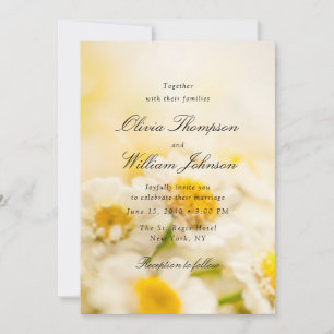 Invitación de boda floral de margarita soleada Rom