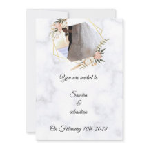 Invitación de boda floral de mármol dorado elegant