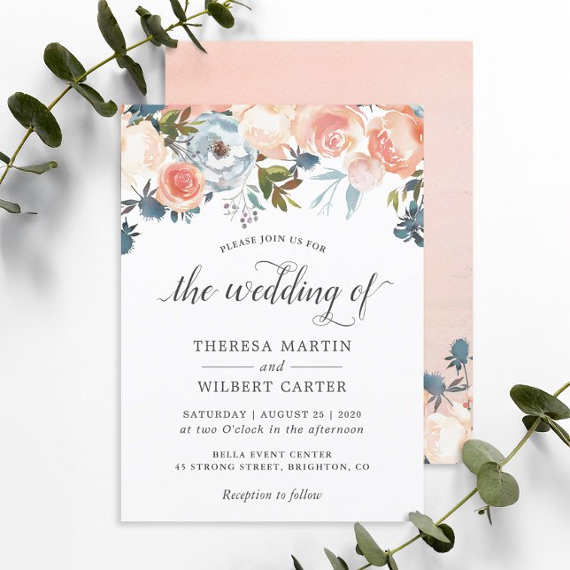 Invitación de boda floral de melocotón de otoño (Subido por el creador)