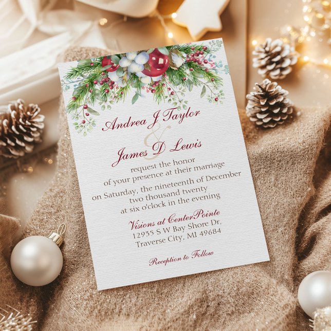 Invitación de boda floral de Navidad elegante (Subido por el creador)