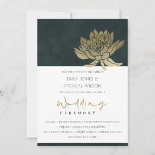 INVITACIÓN DE BODA FLORAL DE ORO EMERALD VERDE LOT