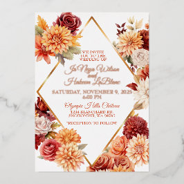 Invitación de boda floral de otoño