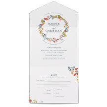 Invitación de boda floral de otoño con tarjeta RSV