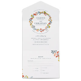 Invitación de boda floral de otoño con tarjeta RSV