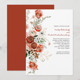 Invitación de boda floral de otoño con toque de ma