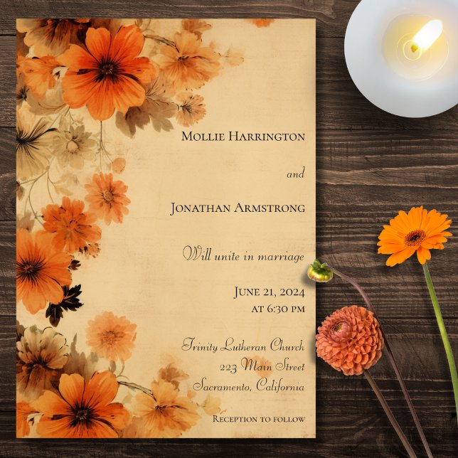 Invitación de boda floral de otoño rústico (Subido por el creador)