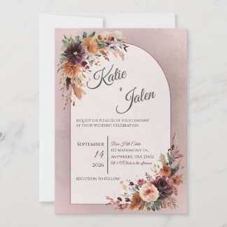 Invitación de boda floral de otoño temperamental