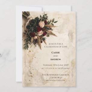 Invitación de boda floral de otoño temperamental