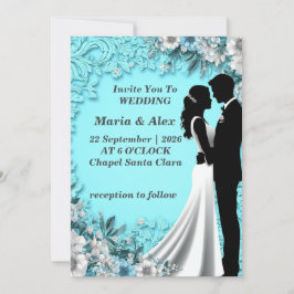 ✨ Invitación de boda floral de papel para invitado