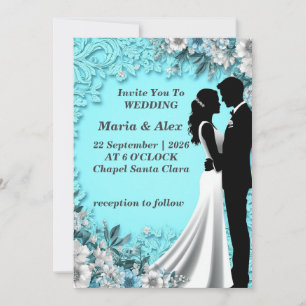 ✨ Invitación de boda floral de papel para invitado