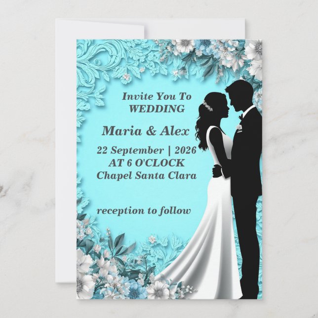 ✨ Invitación de boda floral de papel para invitado (Anverso)