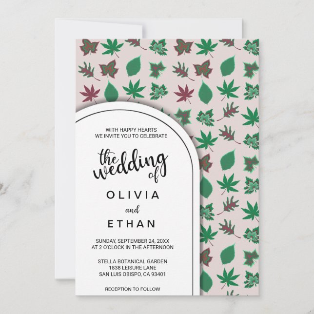 Invitación de boda floral de patrón de primavera o (Anverso)