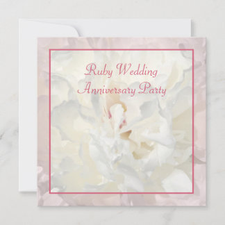 Invitación de boda floral de peonía rubí
