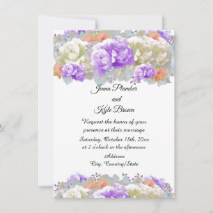 Invitación de boda floral de peonías albaricoque y
