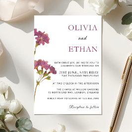 Invitación de boda floral de Petunia Morada