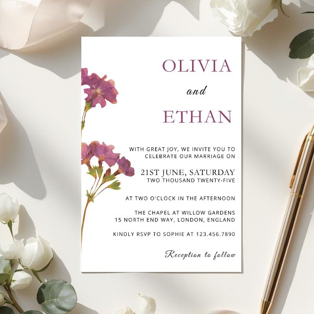 Invitación de boda floral de Petunia Morada (Subido por el creador)