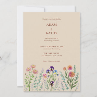 Invitación de boda floral de prado de flores silve