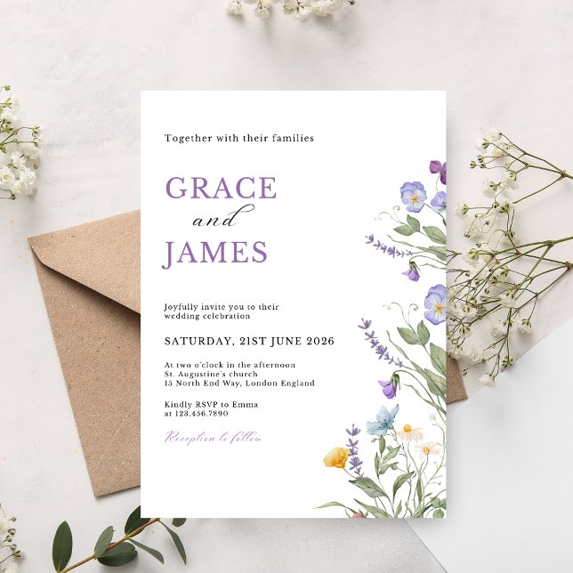 Invitación de Boda Floral de Prado en Acuarela (Subido por el creador)