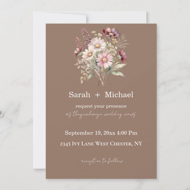 Invitación de boda floral de primavera (Anverso)