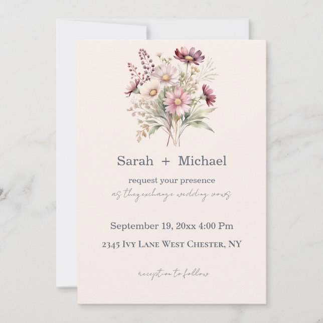 Invitación de boda floral de primavera (Anverso)