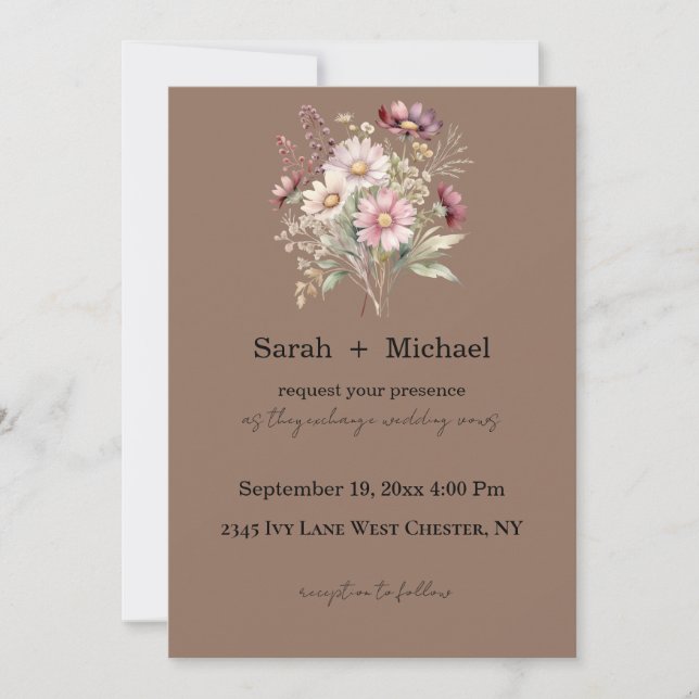 Invitación de boda floral de primavera (Anverso)