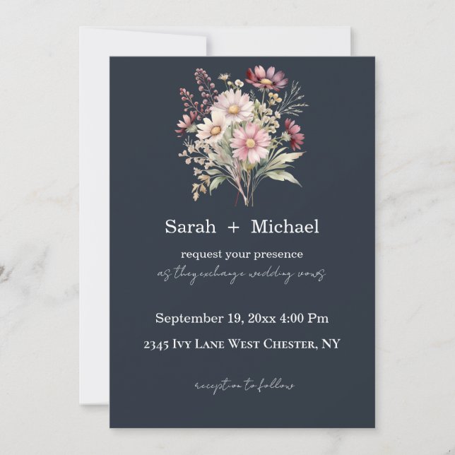 Invitación de boda floral de primavera (Anverso)