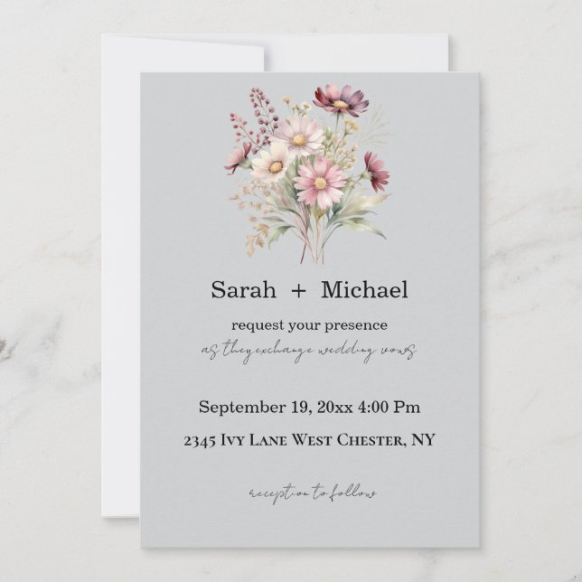 Invitación de boda floral de primavera (Anverso)