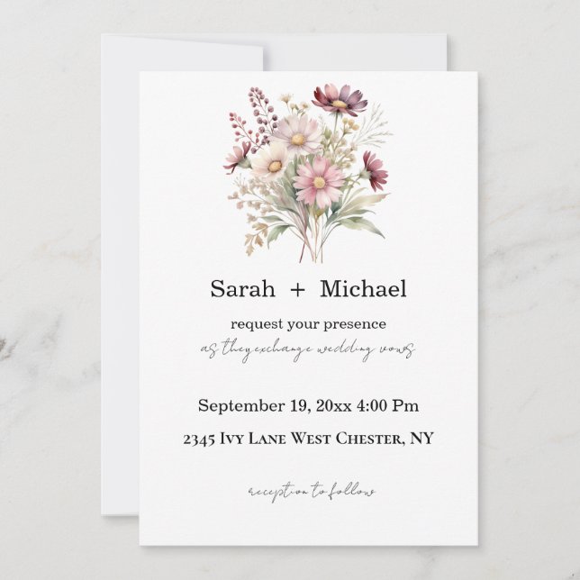 Invitación de boda floral de primavera (Anverso)