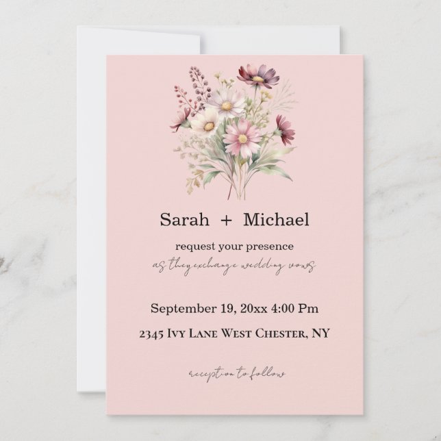Invitación de boda floral de primavera (Anverso)