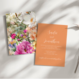 Invitación de boda floral de primavera albaricoque