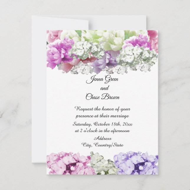 Invitación de boda floral de ramo mixto (Anverso)