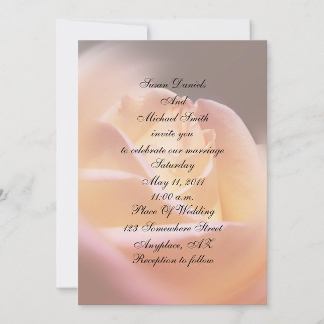 Invitación de boda floral de rosa amarillo ensueño (Anverso)