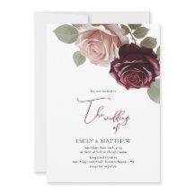 Invitación de boda floral de rosa borgoña elegante