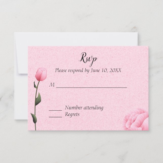 Invitación de boda floral de rosa de primavera RSV (Anverso)