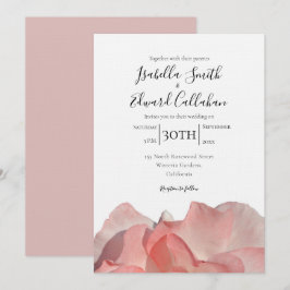 Invitación de boda floral de rosa rosa corál elega