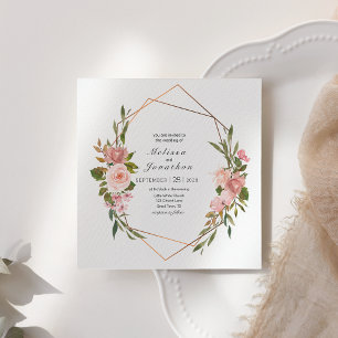 Invitación de boda floral de rosas rosadas sonroja