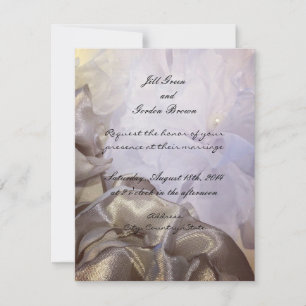 Invitación de boda floral de seda y organza