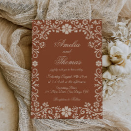 Invitación de boda floral de Talavera mexicana