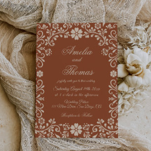 Invitación de boda floral de Talavera mexicana