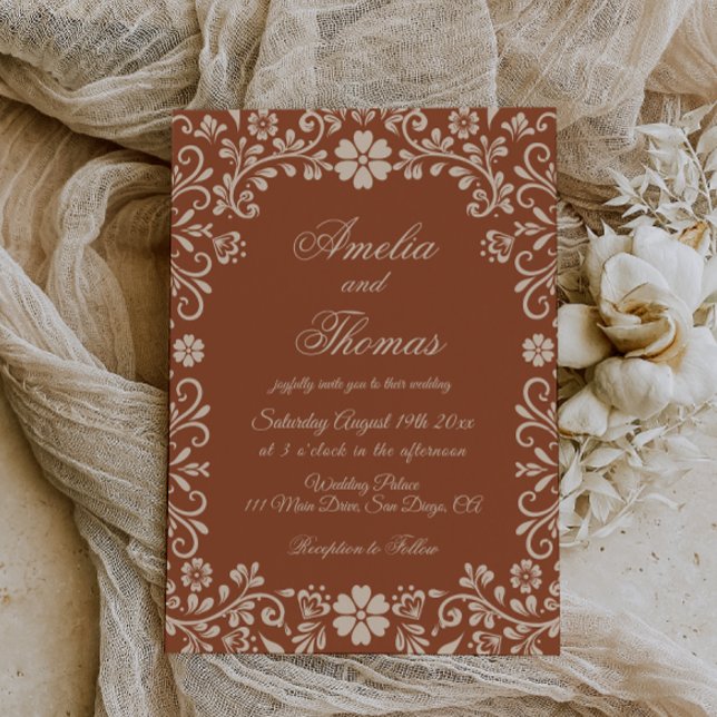 Invitación de boda floral de Talavera mexicana (Subido por el creador)