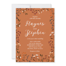 Invitación de boda floral de terracota rústica