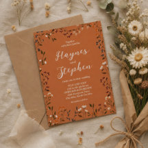 Invitación de boda floral de terracota rústica